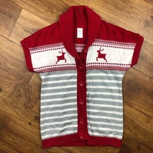 Gymboree Red Gray White Reindeer Button Up Top